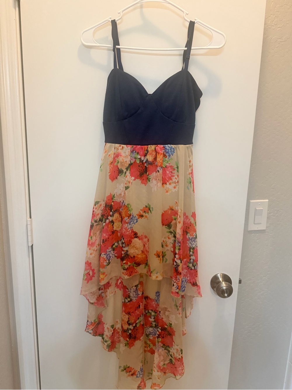 a'gaci Black Bodice Floral High-Low Dress size S